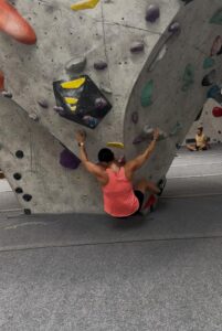 Arete wall with a climber